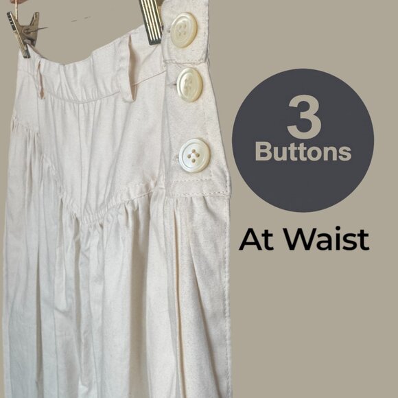 Y2K WOMENS Pants DropWaist Pleated Tapered Creamy White 100% Cotton BOHO SZ11 - Picture 4 of 11